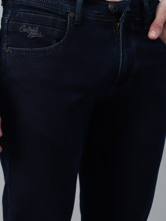 Denim Jeans for Men l Breathable & Soft with Color Fastness Ultra Narrow Fit Cotton Fabric Solid Pattern Button Closure