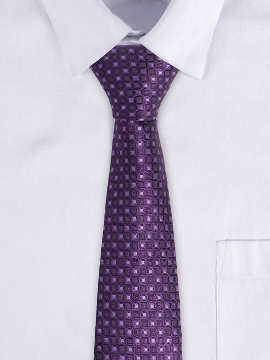 Cantabil Men's Purple Geometric Printed Broad Tie