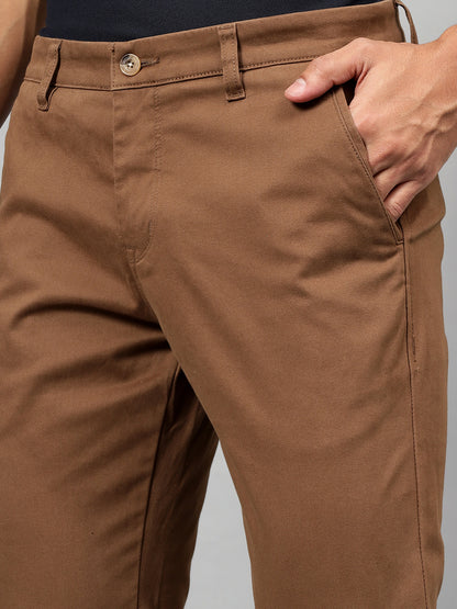Casual Trouser for Men | Breathable & Soft with Color Fastness Regular Fit Cotton Blend Fabric Solid Pattern Button Closure
