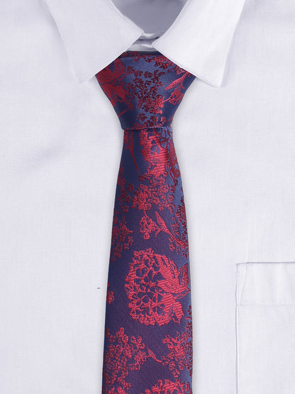 Cantabil Men's Navy Blue Floral Printed Broad Tie