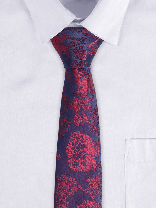 Cantabil Men's Navy Blue Floral Printed Broad Tie