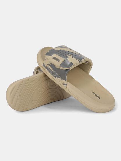 Men's Beige Colourblock Sliders