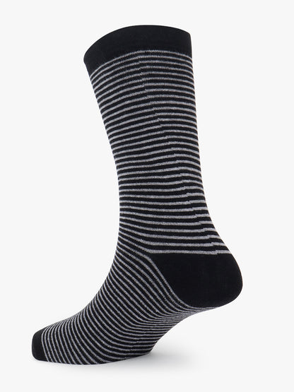 Men's Pack Of 5 Grey Crew Length Stripes Casual Socks