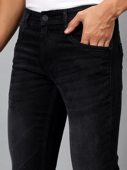 Denim Jeans for Men l Breathable & Soft with Color Fastness Ultra Narrow Fit Cotton Fabric Solid Pattern Button Closure