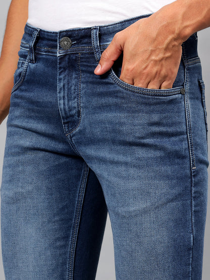 Denim Jeans for Men l Breathable & Soft with Color Fastness Ultra Narrow Fit Cotton Fabric Solid Pattern Button Closure