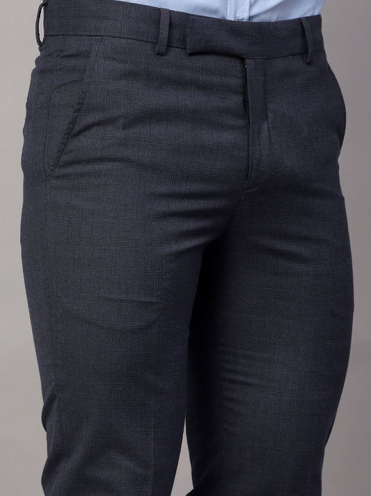 Formal Trouser for Men | Breathable & Soft with Color Fastness Regular Fit Poly Viscose Fabric Checkered Pattern Hook & Eye Closure