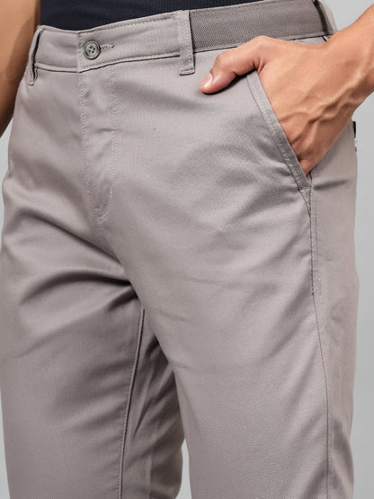 Casual Trouser for Men | Breathable & Soft with Color Fastness Regular Fit Cotton Blend Fabric Self Design Pattern Button Closure