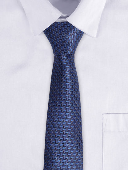 Cantabil Men's Navy Blue Self-Design Broad Tie
