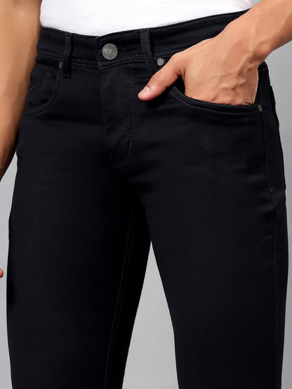 Denim Jeans for Men l Breathable & Soft with Color Fastness Ultra Narrow Fit Cotton Fabric Solid Pattern Button Closure