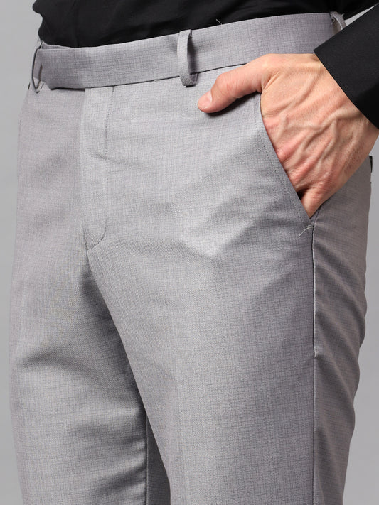Formal Trouser for Men | Breathable & Soft with Color Fastness Regular Fit Terry Rayon Fabric Self Design Pattern Hook & Eye Closure