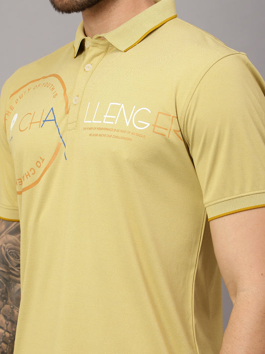 T-Shirt for Men | Breathable & Soft with Color Fastness Regular Fit Polo Neck Poly Cotton Fabric Printed Pattern