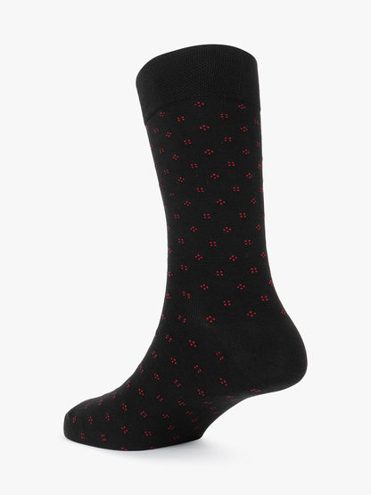 Men's Pack Of 5 Black Crew Length Printed Casual Socks
