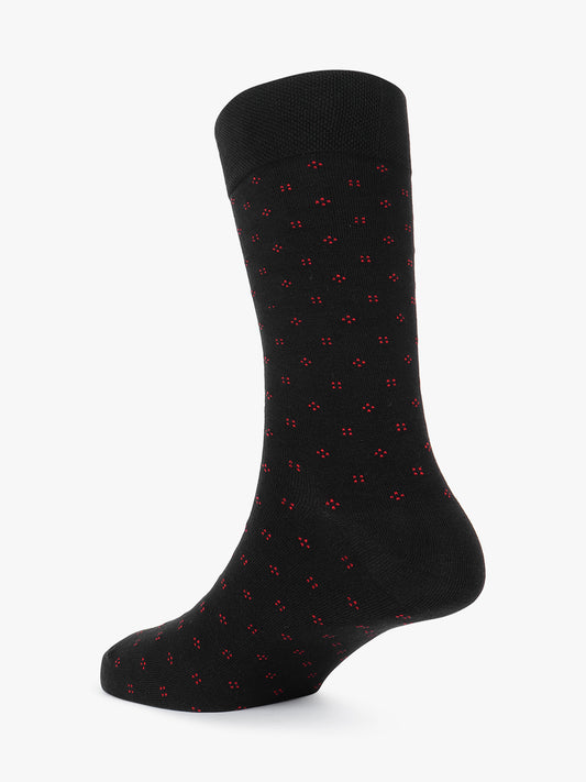 Men's Pack Of 5 Black Crew Length Printed Casual Socks