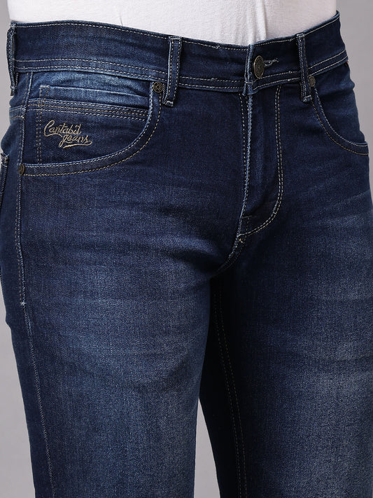 Denim Jeans for Men l Breathable & Soft with Color Fastness Ultra Narrow Fit Cotton Fabric Solid Pattern Button Closure