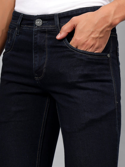 Denim Jeans for Men l Breathable & Soft with Color Fastness Ultra Narrow Fit Cotton Fabric Solid Pattern Button Closure