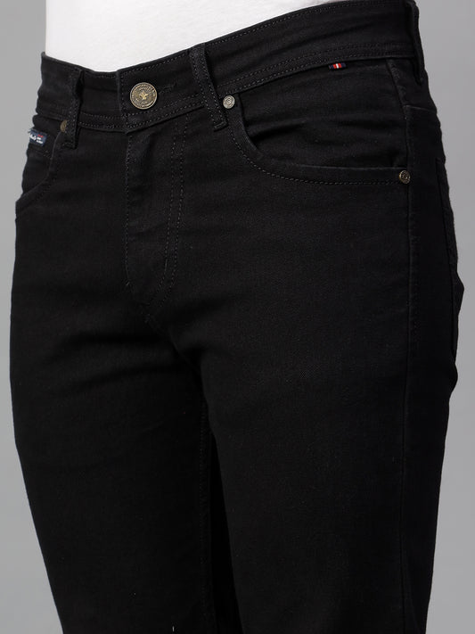 Denim Jeans for Men l Breathable & Soft with Color Fastness Ultra Narrow Fit Cotton Fabric Solid Pattern Button Closure