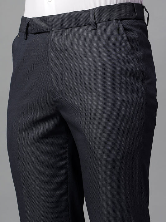 Formal Trouser for Men | Breathable & Soft with Color Fastness Regular Fit Poly Viscose Fabric Self Design Pattern Hook & Eye Closure