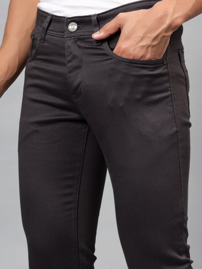 Casual Trouser for Men | Breathable & Soft with Color Fastness Regular Fit Cotton Blend Fabric Self Design Pattern Button Closure