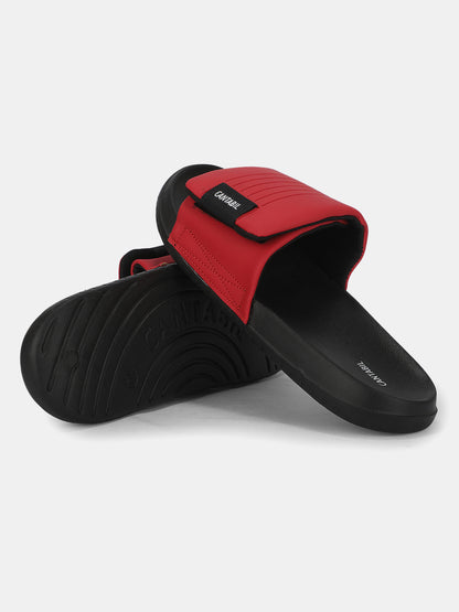 Men's Red Colourblock Sliders