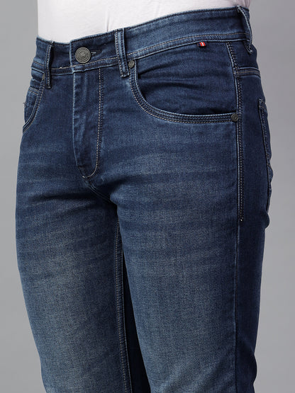 Denim Jeans for Men l Breathable & Soft with Color Fastness Ultra Narrow Fit Cotton Fabric Solid Pattern Button Closure