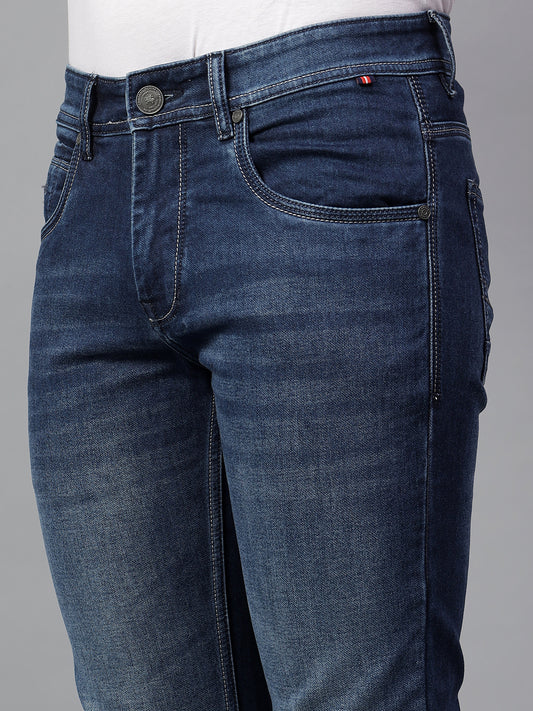 Denim Jeans for Men l Breathable & Soft with Color Fastness Ultra Narrow Fit Cotton Fabric Solid Pattern Button Closure