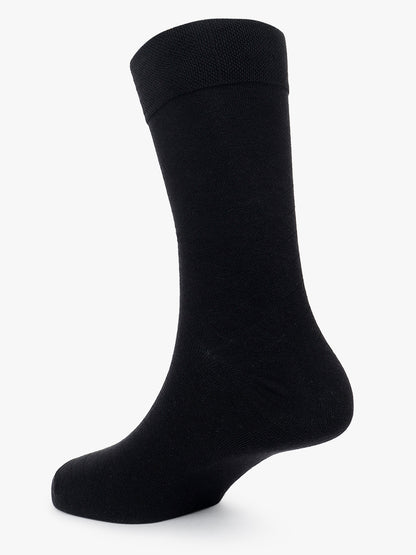 Men's Pack Of 5 Black Crew Length Solid Casual Socks
