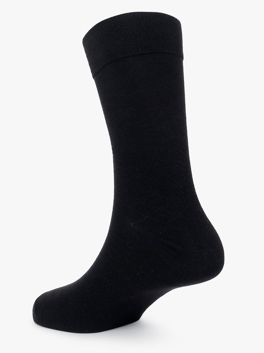 Men's Pack Of 5 Black Crew Length Solid Casual Socks