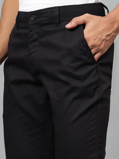 Casual Trouser for Men | Breathable & Soft with Color Fastness Regular Fit Cotton Blend Fabric Self Design Pattern Button Closure