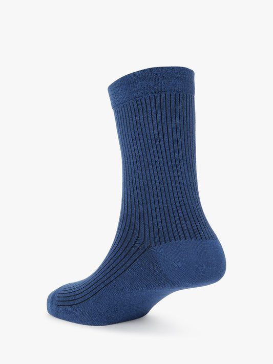 Men's Pack Of 5 Blue Crew Length Stripes Casual Socks
