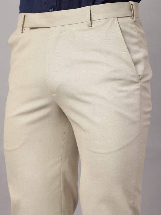 Formal Trouser for Men | Breathable & Soft with Color Fastness Regular Fit Poly Viscose Fabric Self Design Pattern Hook & Eye Closure