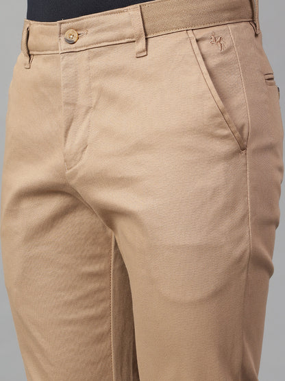 Casual Trouser for Men | Breathable & Soft with Color Fastness Regular Fit Cotton Blend Fabric Self Design Pattern Button Closure