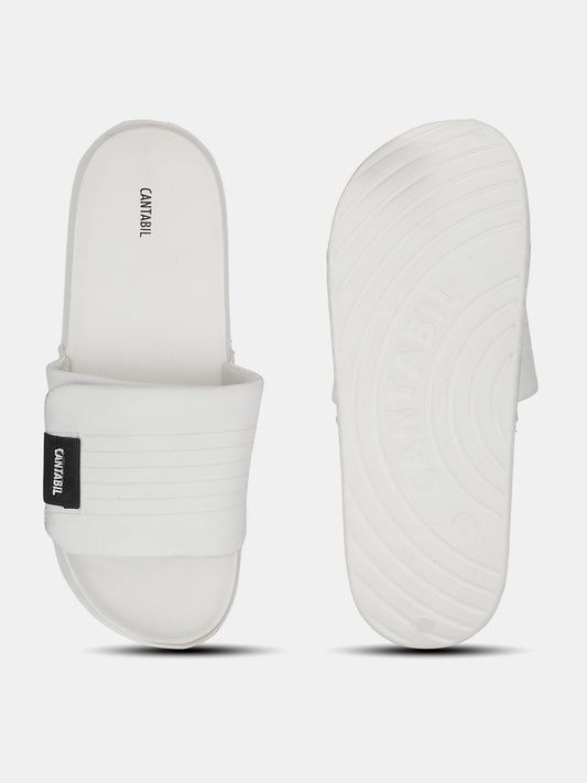 Men's White Colourblock Sliders