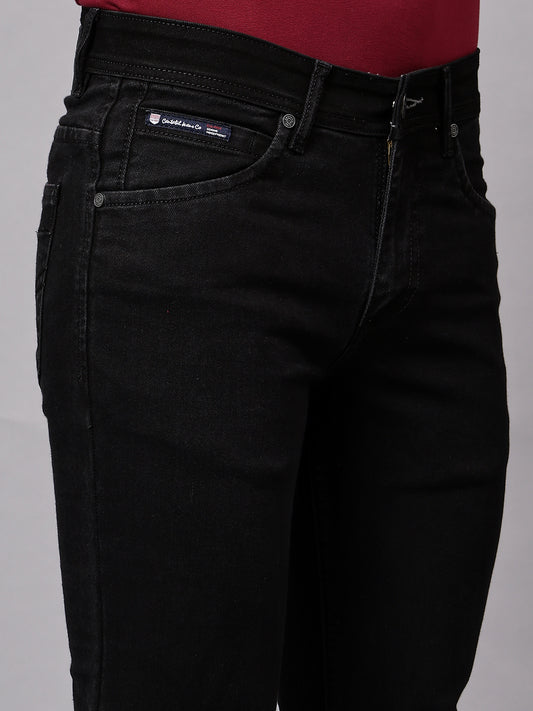 Denim Jeans for Men l Breathable & Soft with Color Fastness Ultra Narrow Fit Cotton Fabric Solid Pattern Button Closure