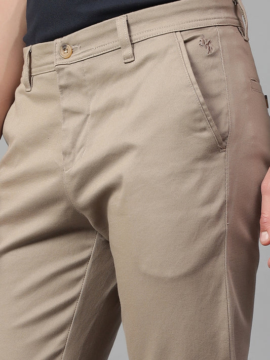 Casual Trouser for Men | Breathable & Soft with Color Fastness Regular Fit Cotton Blend Fabric Self Design Pattern Button Closure