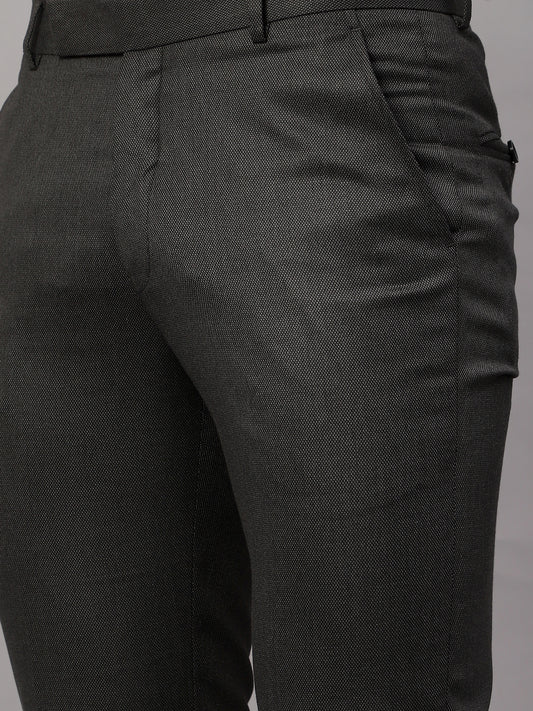 Formal Trouser for Men | Breathable & Soft with Color Fastness Regular Fit Poly Viscose Fabric Self Design Pattern Hook & Eye Closure