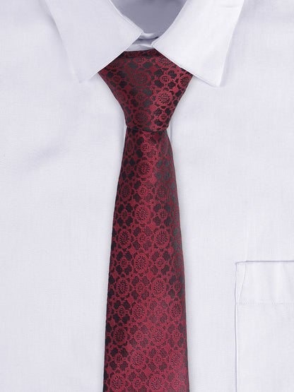 Cantabil Men's Maroon Floral Printed Broad Tie