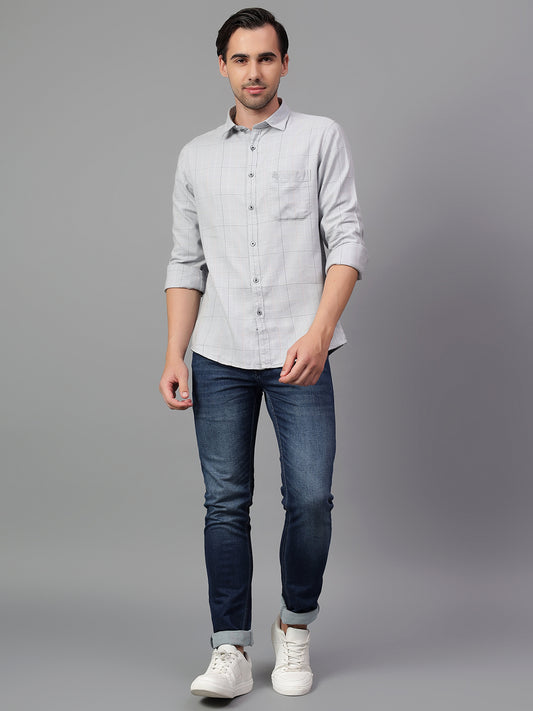 Casual Shirt for Men | Breathable & Soft with Color Fastness Regular Fit Spread Collar Neck Cotton Blend Fabric Checkered Pattern
