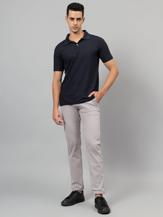 Casual Trouser for Men | Breathable & Soft with Color Fastness Regular Fit Cotton Blend Fabric Solid Pattern Button Closure