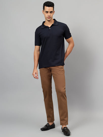 Casual Trouser for Men | Breathable & Soft with Color Fastness Regular Fit Cotton Blend Fabric Solid Pattern Button Closure