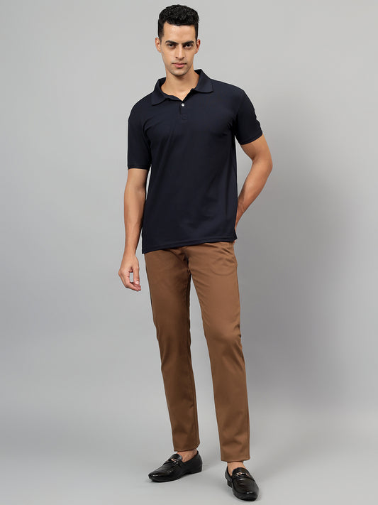 Casual Trouser for Men | Breathable & Soft with Color Fastness Regular Fit Cotton Blend Fabric Solid Pattern Button Closure