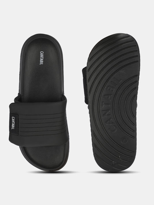 Men's Black Colourblock Sliders