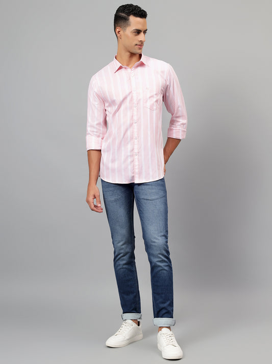 Casual Shirt for Men | Breathable & Soft with Color Fastness Regular Fit Spread Collar Neck Cotton Fabric Striped Pattern