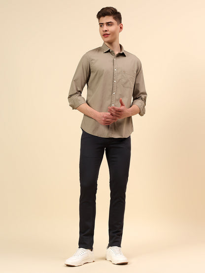 Shirt for Men | Breathable & Soft with Color Fastness Slim Fit Spread Collar Pure Cotton Fabric Solid Pattern