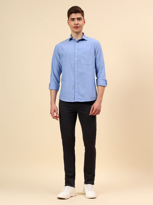 Shirt for Men | Breathable & Soft with Color Fastness Slim Fit Spread Collar Pure Cotton Fabric Solid Pattern