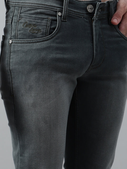 Denim Jeans for Men l Breathable & Soft with Color Fastness Ultra Narrow Fit Cotton Fabric Solid Pattern Button Closure