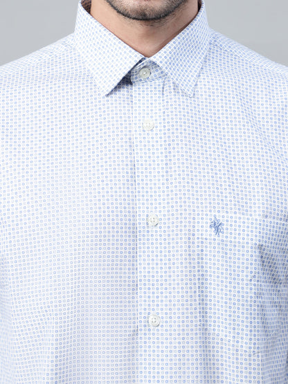 Men's Sky Blue Formal Floral Print Full Sleeve Shirt