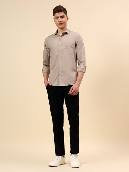 Shirt for Men | Breathable & Soft with Color Fastness Slim Fit Spread Collar Pure Cotton Fabric Solid Pattern