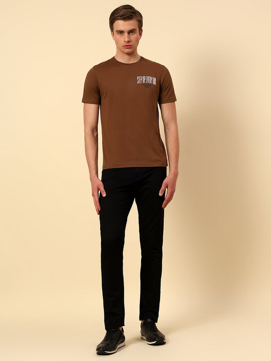 T-Shirt for Men | Breathable & Soft with Color Fastness Regular Fit Round Neck Poly Cotton Fabric Printed Pattern