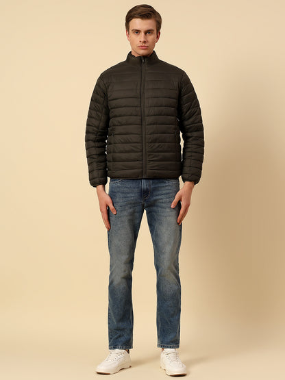 Reversible Jacket for Men | Premium Casual Jacket Regular Fit Mock Neck Nylon Fabric Solid Pattern