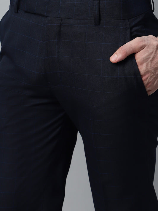 Formal Trouser for Men | Breathable & Soft with Color Fastness Regular Fit Poly Viscose Fabric Checkered Pattern Hook & Eye Closure